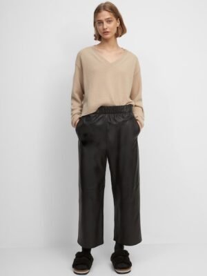 Marc O'Polo Leren broek in culotte-stijl black