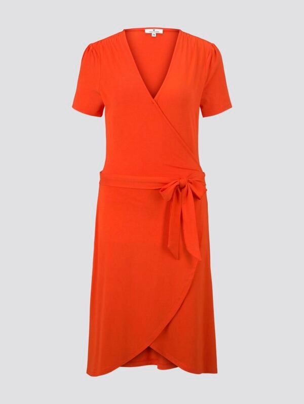 TOM TAILOR Jersey Midi Jurk in Wrap Look