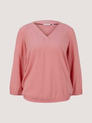 TOM TAILOR Blouse met V-hals en LENZING(TM) ECOVERO(TM)