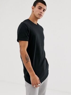Jack & Jones - Originals - Lang T-shirt met ronde zoom in zwart