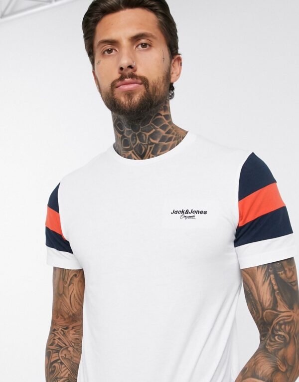 Jack & Jones - Originals - T-shirt met kleurvlakken en logo in wit