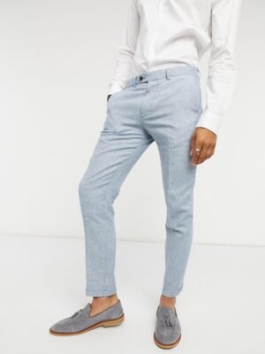Jack & Jones Premium - Slim-fit linnen pantalons in lichtblauw