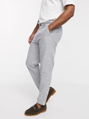 Jack & Jones Premium - Slim-fit seersucker pantalon met krijtstreep-Blauw