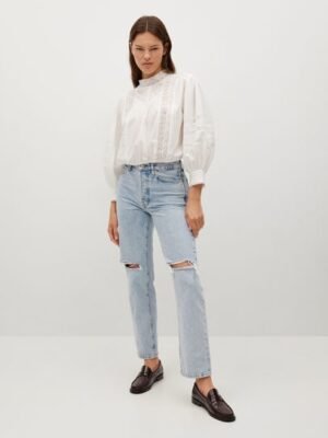 Mango  Geborduurde katoenen blouse