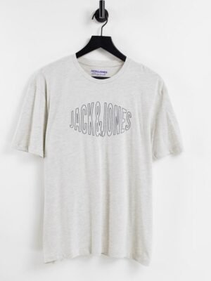 Jack & Jones - T-shirt met logo in gemêleerd wit