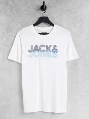 Jack & Jones - T-shirt met groot logo in gebroken wit