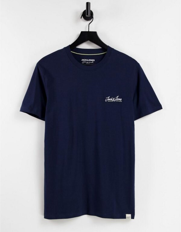 Jack & Jones - Originals - T-shirt met klein logo in marineblauw