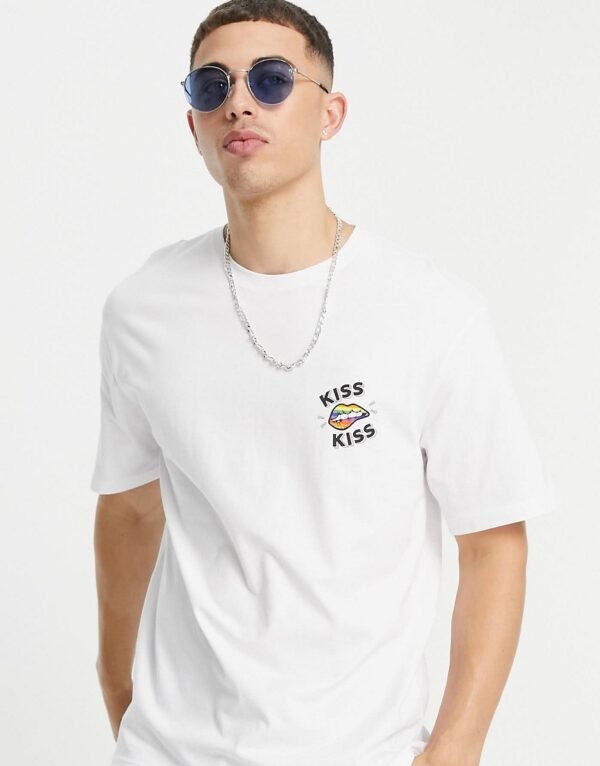 Jack & Jones - Originals - Pride - Oversized T-shirt met logo op de borst in wit