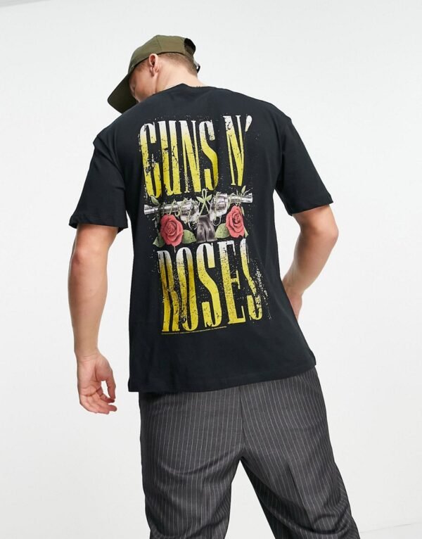 Jack & Jones - Originals - Relaxed fit T-shirt met Guns N Roses-print in zwart