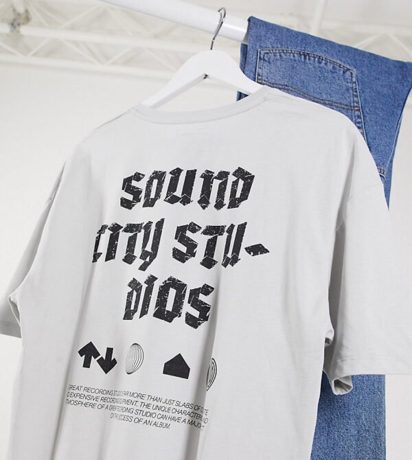 Jack & Jones Originals - Recht T-shirt met 'sound city'-print aan de achterkant in grijs Exclusief op ASOS