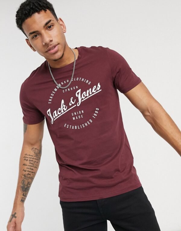 Jack & Jones - Originals - T-shirt met rond logo-Rood