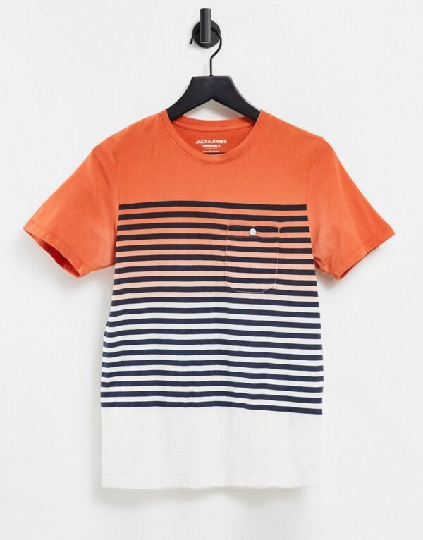 Jack & Jones - Gestreept T-shirt in rood ombre