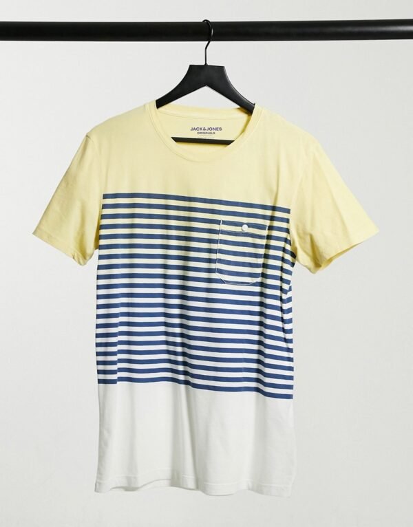 Jack & Jones - Gestreept T-shirt in geel ombre