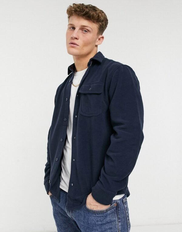 Jack & Jones - Originals - Fleece overshirt in marineblauw