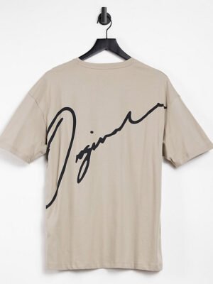 Jack & Jones Originals - Oversized T-shirt met tekstlogo op rug in beige