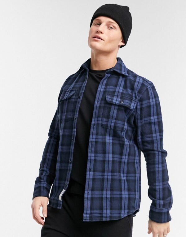 Jack & Jones Premium - Overshirt met borstzakken in marineblauwe ruit