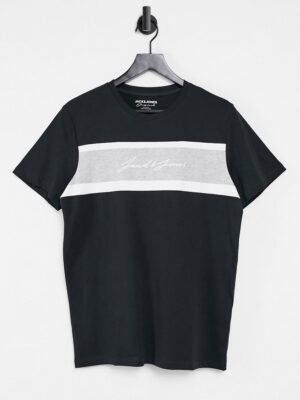 Jack & Jones - T-shirt met logo en kleurvlakken in zwart