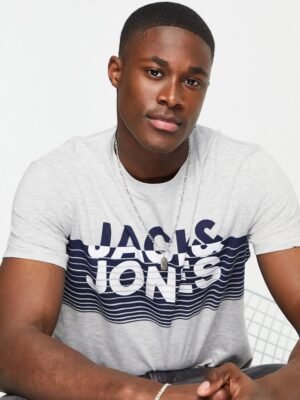 Jack & Jones - T-shirt met groot logo in gemêleerd lichtgrijs