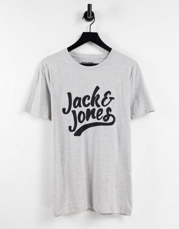 Jack & Jones - T-shirt met logo in gemêleerd lichtgrijs