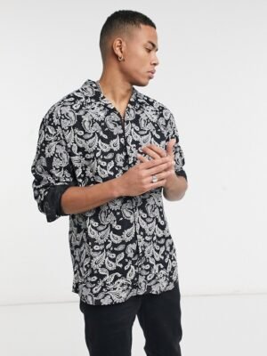 Jack & Jones - Premium overhemd met paisley motief in zwart