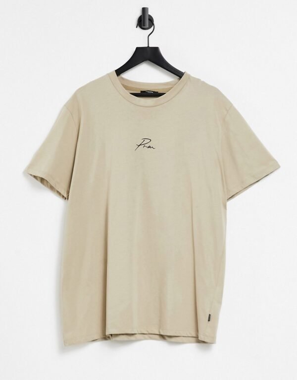 Jack & Jones Premium - Oversized T-shirt met scriptlogo op de borst in beige-Neutraal