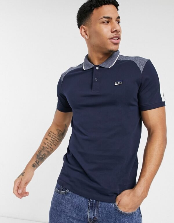 Jack & Jones - Polo met kleurvlakken in marineblauw