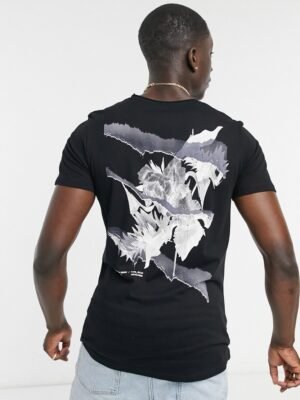 Jack & Jones - Originals - Oversized T-shirt met bloemprint op de achterkant in zwart