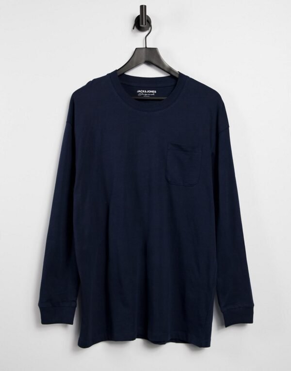 Jack & Jones - Originals - Oversized top met lange mouwen in marineblauw