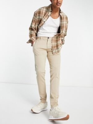 Jack & Jones Intelligence - Slim fit broek van jersey in beige-Grijs