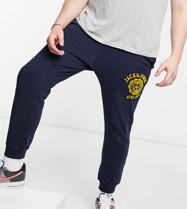 Jack & Jones Intelligence - Smalle joggingbroek met logo in marineblauw