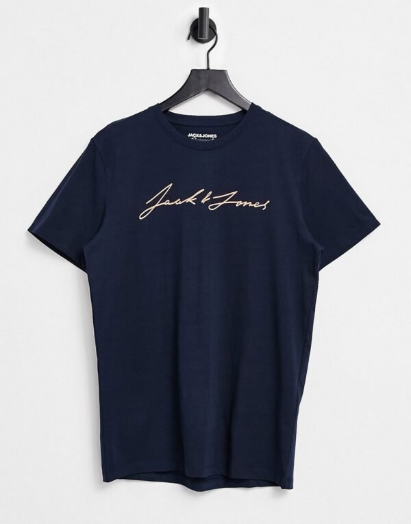 Jack & Jones Originals - T-shirt met klein tekstlogo in marineblauw