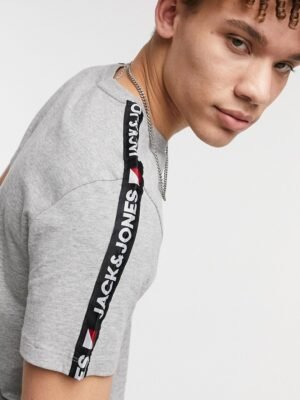 Jack & Jones - Lounge T-shirt met bies in grijs