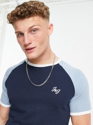 Jack & Jones - T-shirt met contrasterende ronde hals in marineblauw