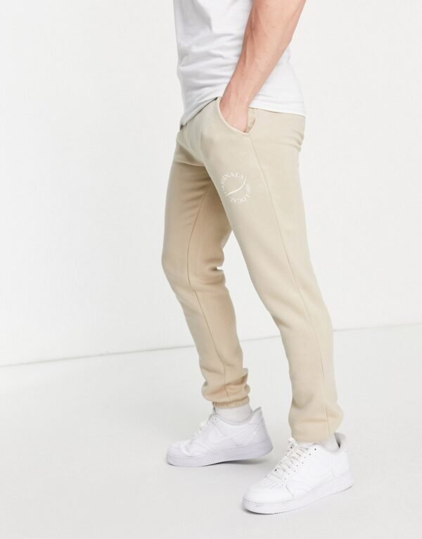 Jack & Jones Originals - Joggingbroek met rond logo in beige