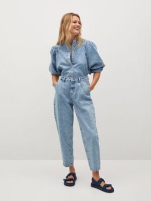 Mango  Denim blouse met medium wassing