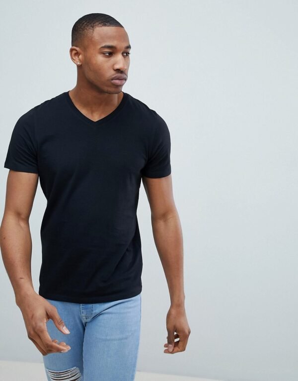 Jack & Jones - Musthaves - Slim-fit T-shirt met V-hals in zwart