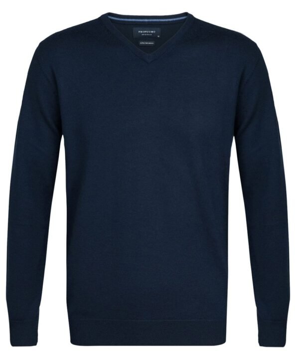 Profuomo heren navy merino v-neck