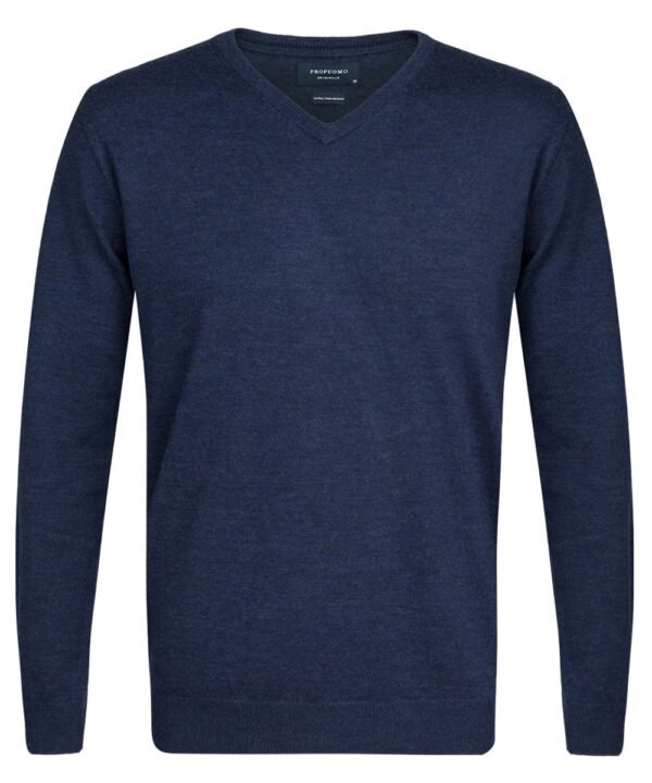 Profuomo heren indigo merino v-neck