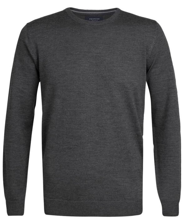 Profuomo heren antraciet merino crew neck trui