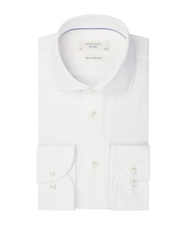 Profuomo heren wit knitted overhemd Sky Blue