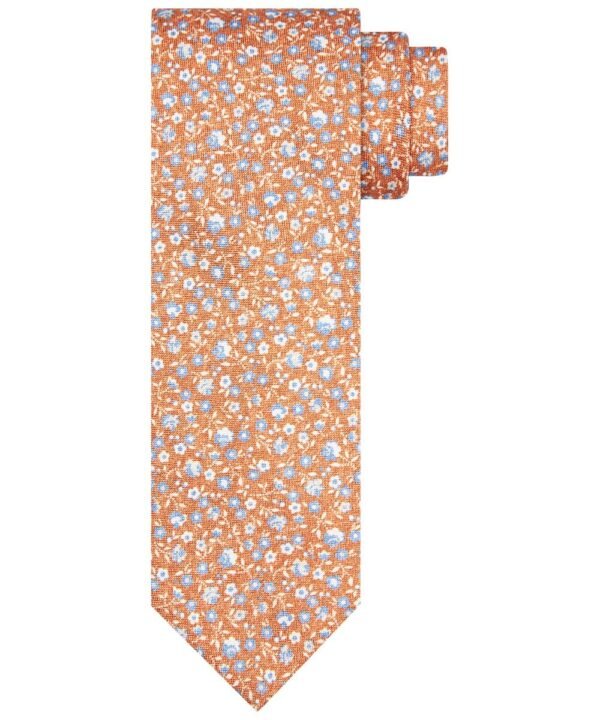 Profuomo heren oranje print zijden stropdas