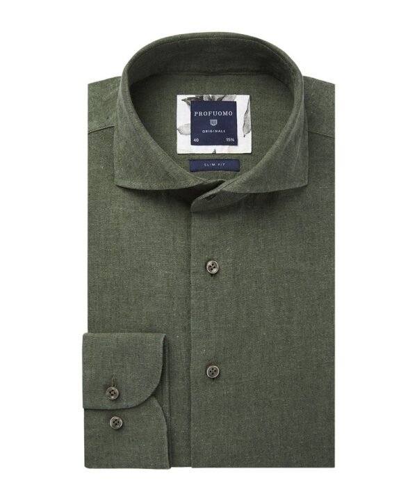 Profuomo heren groen linnen one-piece overhemd Originale