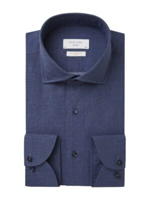 Profuomo heren navy soft constructed overhemd Sky Blue