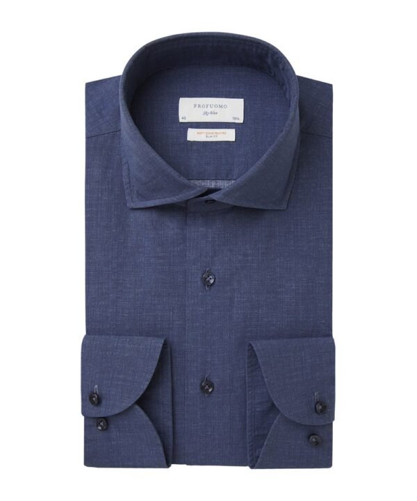 Profuomo heren navy soft constructed overhemd Sky Blue