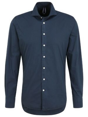 Profuomo heren navy garment dye overhemd Sky Blue