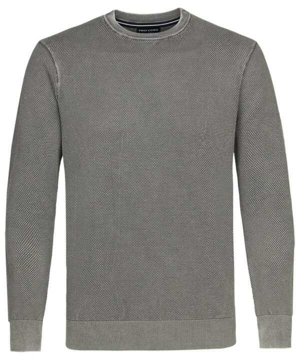 Profuomo heren grijze ronde hals pullover