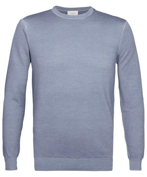 Profuomo heren blauwe ronde hals pullover