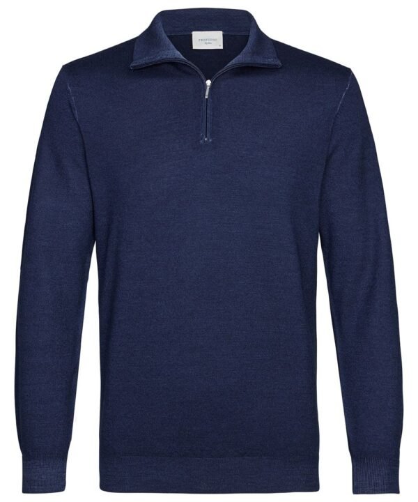 Profuomo heren navy mock-zip pullover