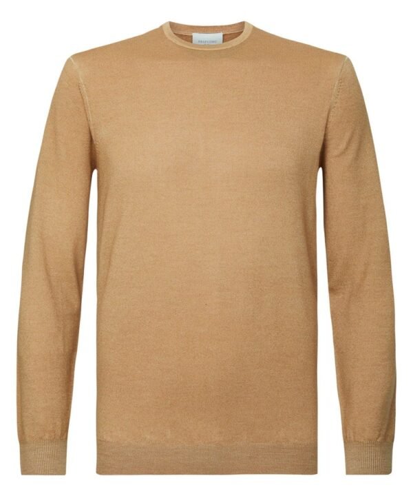 Profuomo heren camel crew neck trui