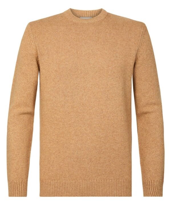 Profuomo heren camel crew neck trui